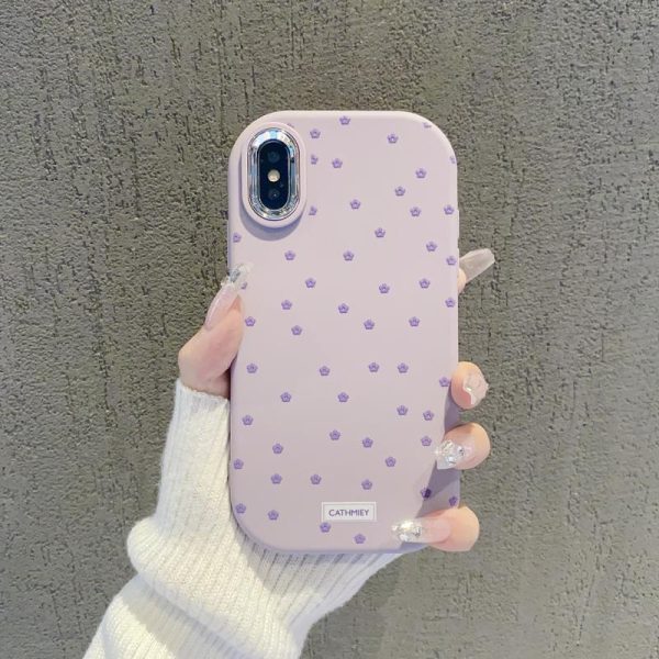 Acessórios Criativos Para Celular | Capa De Celular Em Silicone Roxa Com Estampa Floral Delicada, Ideal Para Iphone 15 Pro Max. Design Elegante E Moderno, Compatível Com Iphone 14/13 Pro, Xs/Xr. Capa Protetora Feminina, Resistente A Quedas E Com Estilo Minimalista. Acessórios Criativos Para Celular Acessórios Criativos Para Celular