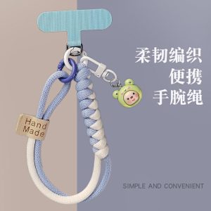 Acessórios Para Celular | Cordão De Celular Curto Para Pulso, Adorável Pingente Decorativo, Corda De Algodão Trançada Em Cores Contrastantes, Ideal Para Viagens Ao Ar Livre, Proteção Contra Roubo, Suporte Para Telefone Feminino, Corrente Decorativa, Cordão Para Copo, Capa De Celular Anti-Perda E Portátil. Acessórios Para Celular Acessórios Para Celular