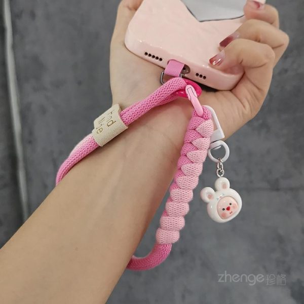 Acessórios Para Celular | Cordão De Celular Curto Para Pulso, Adorável Pingente Decorativo, Corda De Algodão Trançada Em Cores Contrastantes, Ideal Para Viagens Ao Ar Livre, Proteção Contra Roubo, Suporte Para Telefone Feminino, Corrente Decorativa, Cordão Para Copo, Capa De Celular Anti-Perda E Portátil. Acessórios Para Celular Acessórios Para Celular