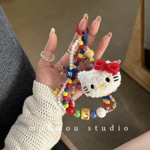 Acessórios Para Celular | Moumou Studio Cadeia De Telefone De Pérola Colorida De Gato De Pelúcia Para Meninas – Cordão Criativo Para Celular Acessórios Para Celular Acessórios Para Celular