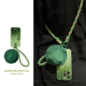 Capinha De Celular | Capa De Fone De Ouvido Em Mármore Verde Para Chapéu De Pescador, Compatível Com Capa De Celular Para Iphone 15 Pro Max, Iphone 14 Pro, Iphone 13 Com Alça Cruzada, Iphone 12, Acessório Feminino Exclusivo, Capa De Proteção De Alta Qualidade Para Iphone 11 E 13 Pro Max. Capinha De Celular Capinha De Celular