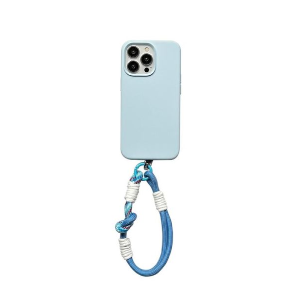 Capinha De Celular | Capa De Telefone Baby Blue Em Silicone Líquido Para Iphone 11 E 12, Com Design De Cordão Curto Em Cores Contrastantes, Ideal Para Proteção Contra Quedas Do Iphone 13 – Sensação Refrescante Da Primavera/Verão. Capinha De Celular Capinha De Celular