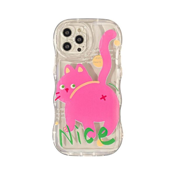 Acessórios Criativos Para Celular | Capa De Celular Para Iphone 15, 13, 14 Pro Max, 12, 11, Xs Max, Xr, 8 Plus E 7 Mini Com Design De Gato Fofo E Divertido Em Rosa. Capa De Silicone Completa Com Bordas Onduladas Para Proteção Total. Acessórios Criativos Para Celular Acessórios Criativos Para Celular